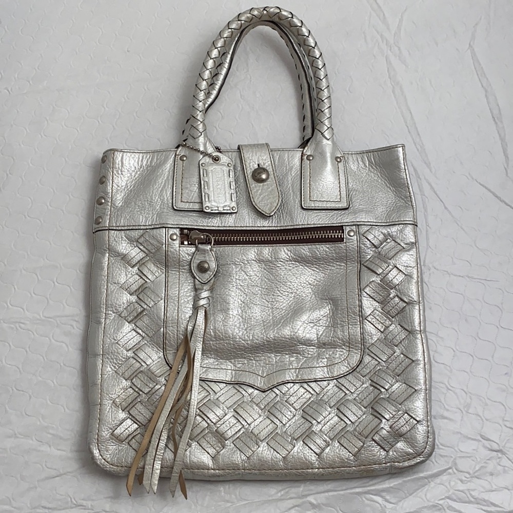 Coach Legacy Thompson metallic silver woven slim tote - Picture 5 of 13